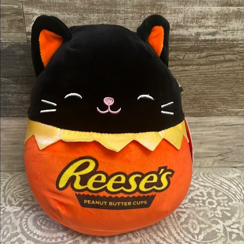Squishmallows Hershey Reese's Colton Black Cat Halloween Stuffed‎ Animal Orange